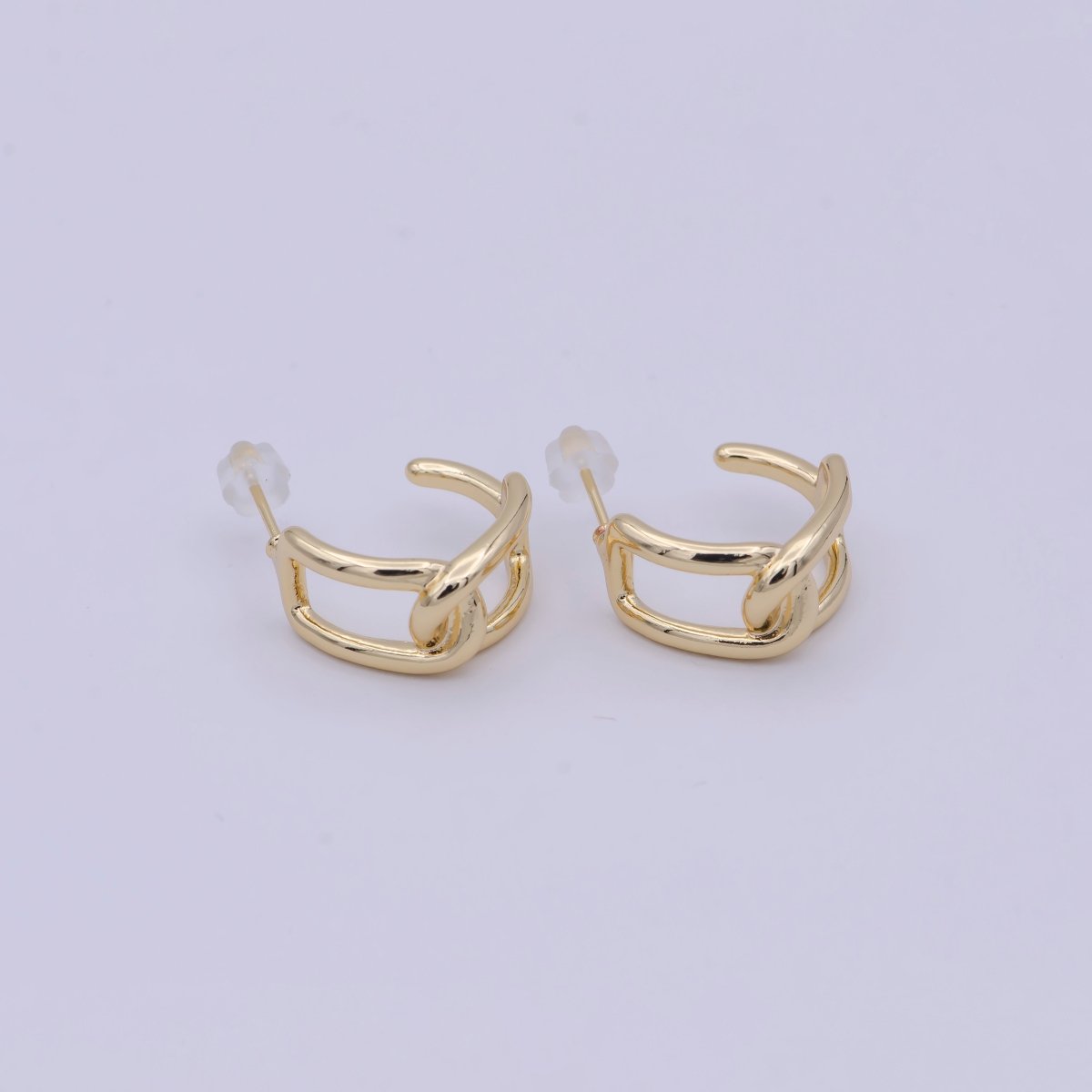 Modern Gold Chain Link Hoop Earing Q-352 - DLUXCA