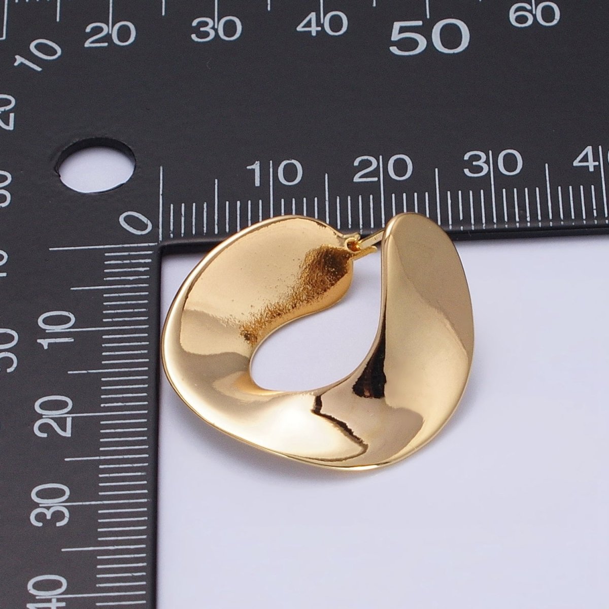 Modern Gold, Silver Geometric Abstract Spiral Wide Thin Band Hoop Geometric Earrings | AB639 AB640 - DLUXCA