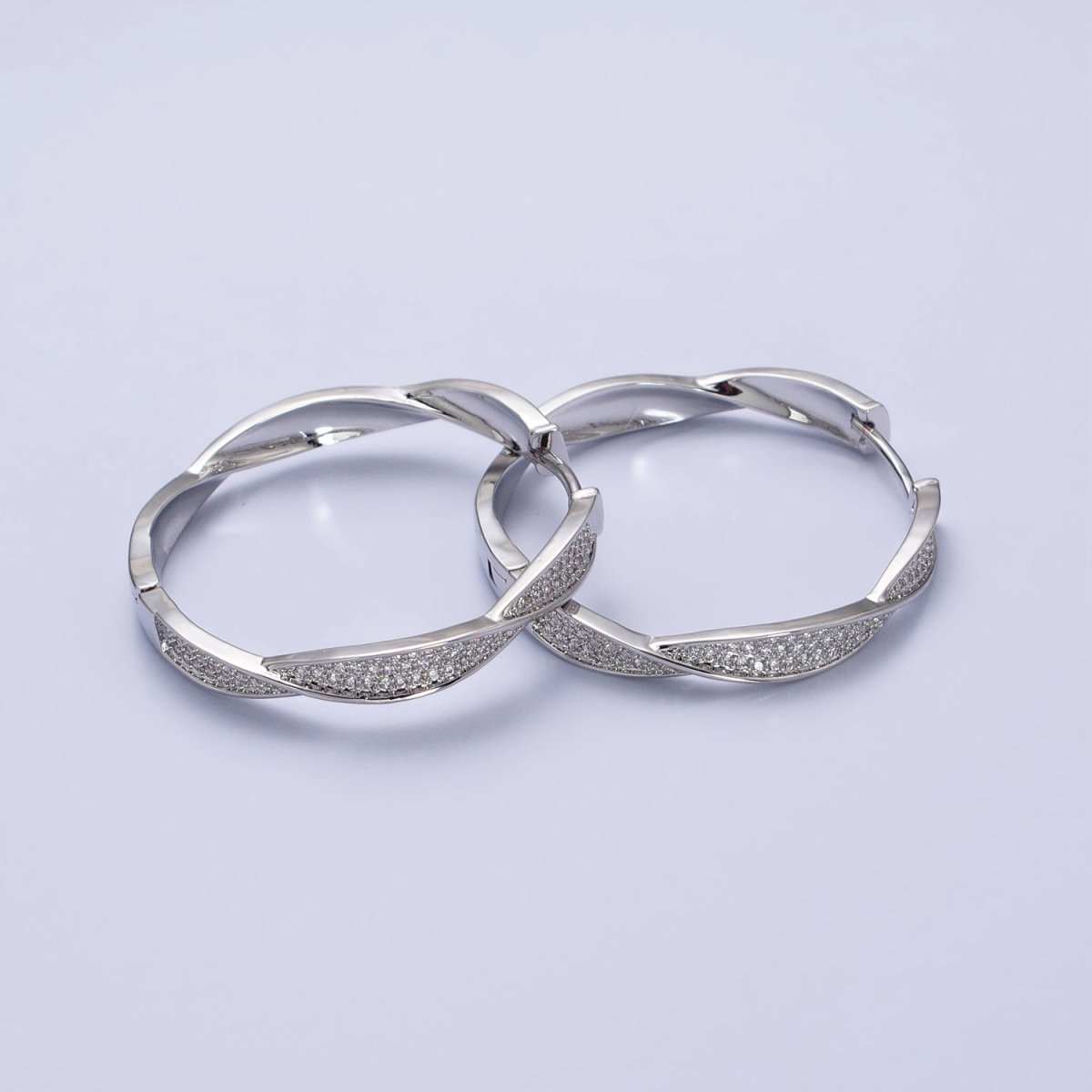 Modern Hoop Earring with Micro Pave Cz Twist Hoop in Gold Filled AB521 AB525 - DLUXCA