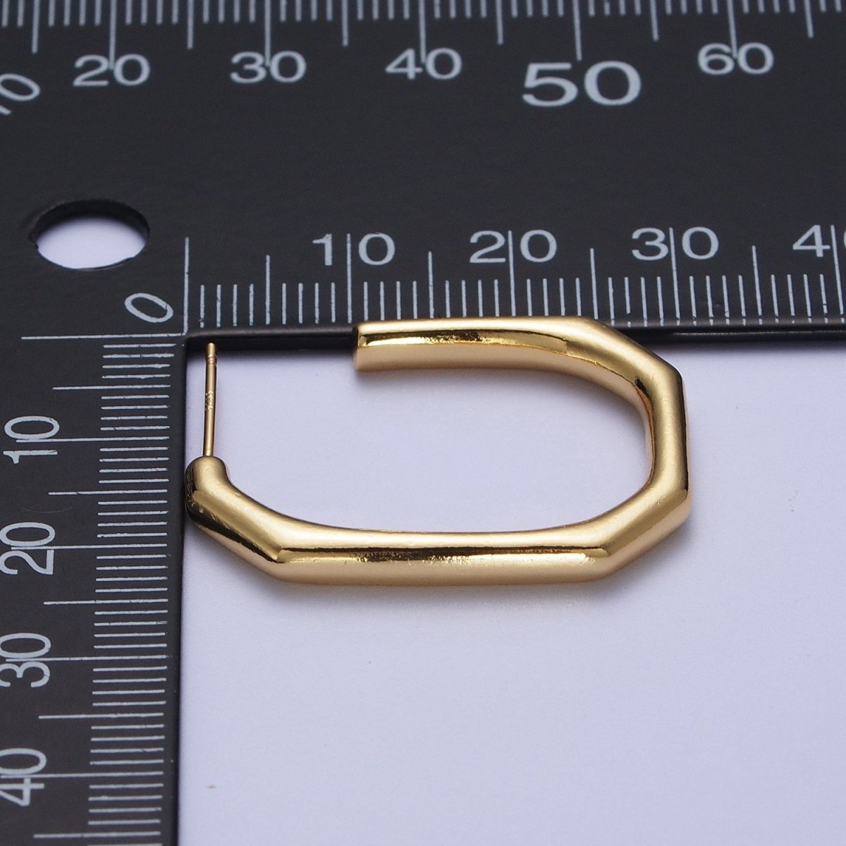 Modern Minimalist Geometric Hexagonal Post Studs J Shaped Hoops Earrings in Gold & Silver | AE1097 AE1098 - DLUXCA