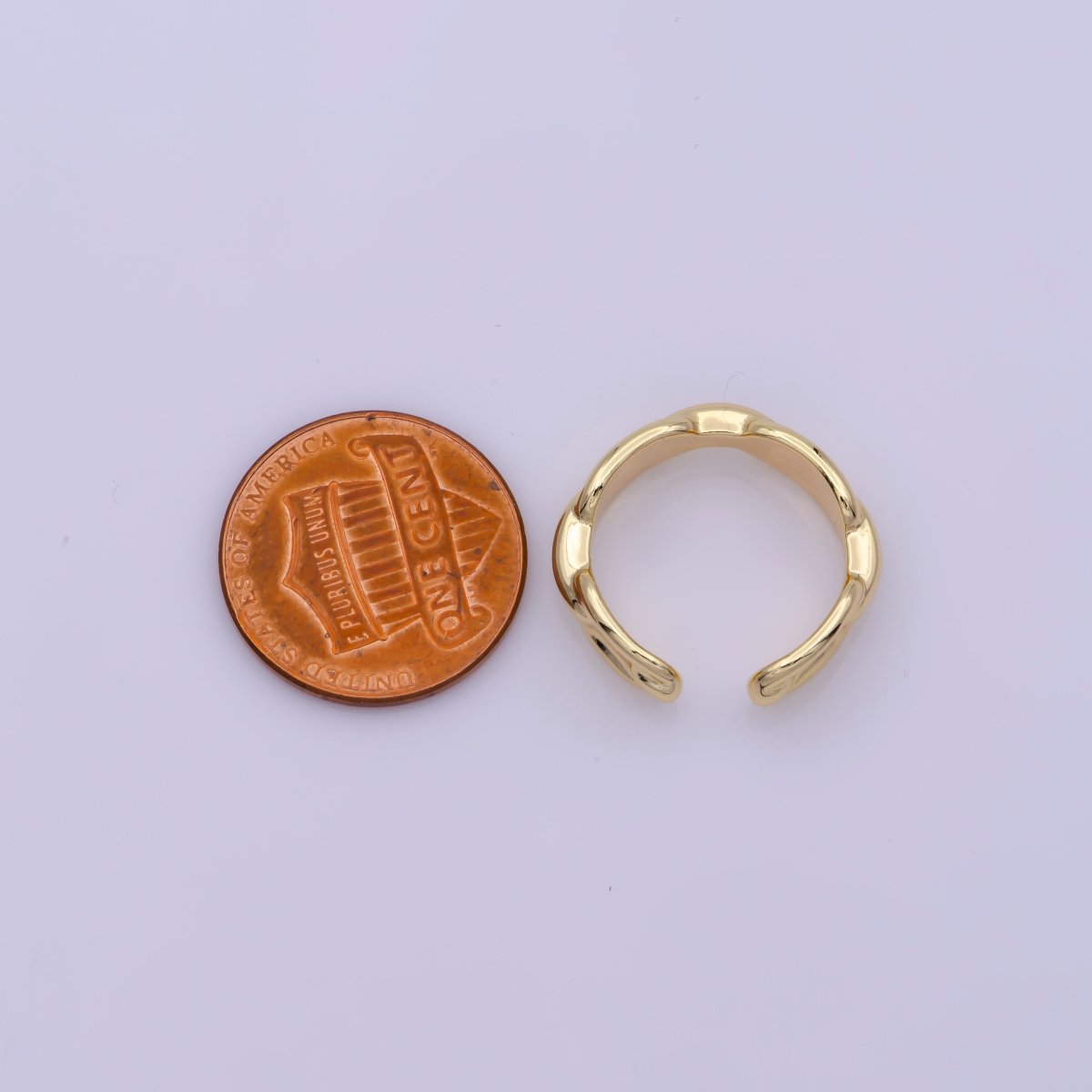 Modern Paper Clip Chain Link Ring Open Adjustable Gold Stackable Ring U-144 - DLUXCA