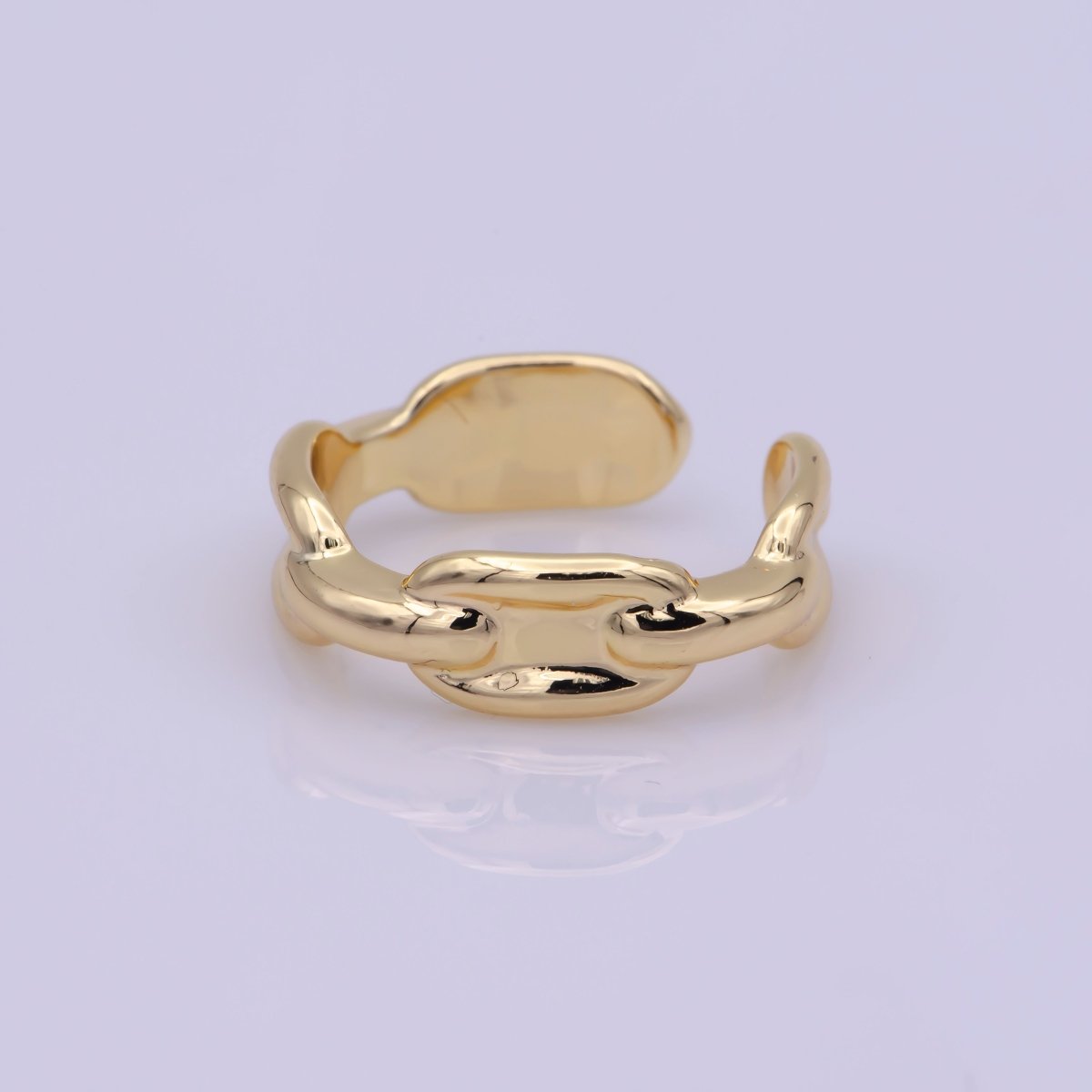 Modern Paper Clip Chain Link Ring Open Adjustable Gold Stackable Ring U-144 - DLUXCA
