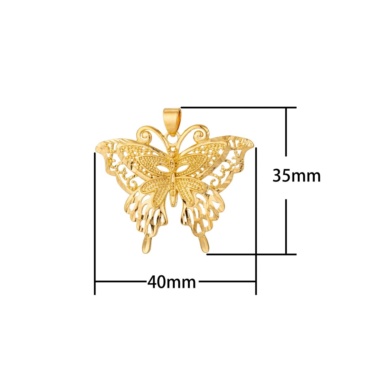Monarch Butterfly Charm in 18k Gold Filled charm for Necklace Earring Jewelry Making H-820 - DLUXCA