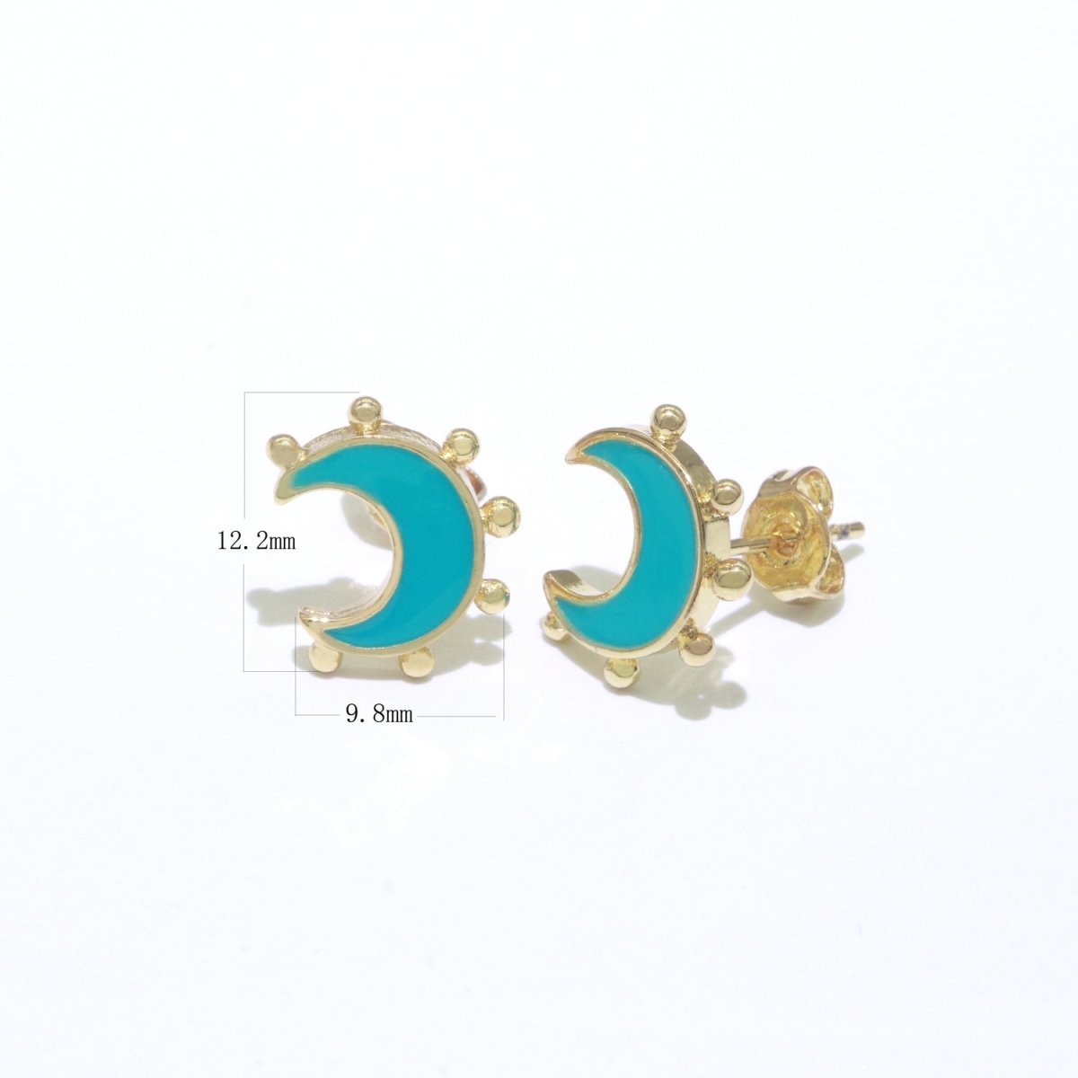 Moon Enamel Stud Earrings Gold Filled Cute Small Celestial Jewelry Hypoallergenic Stud Earrings for Women And Girls T-052~T-057 - DLUXCA