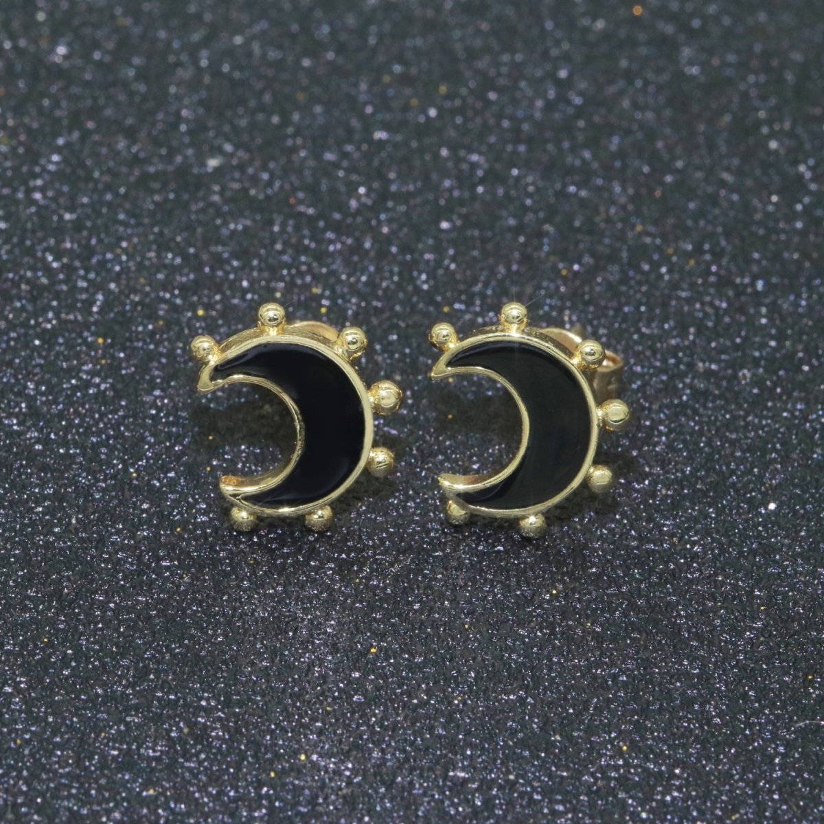 Moon Enamel Stud Earrings Gold Filled Cute Small Celestial Jewelry Hypoallergenic Stud Earrings for Women And Girls T-052~T-057 - DLUXCA