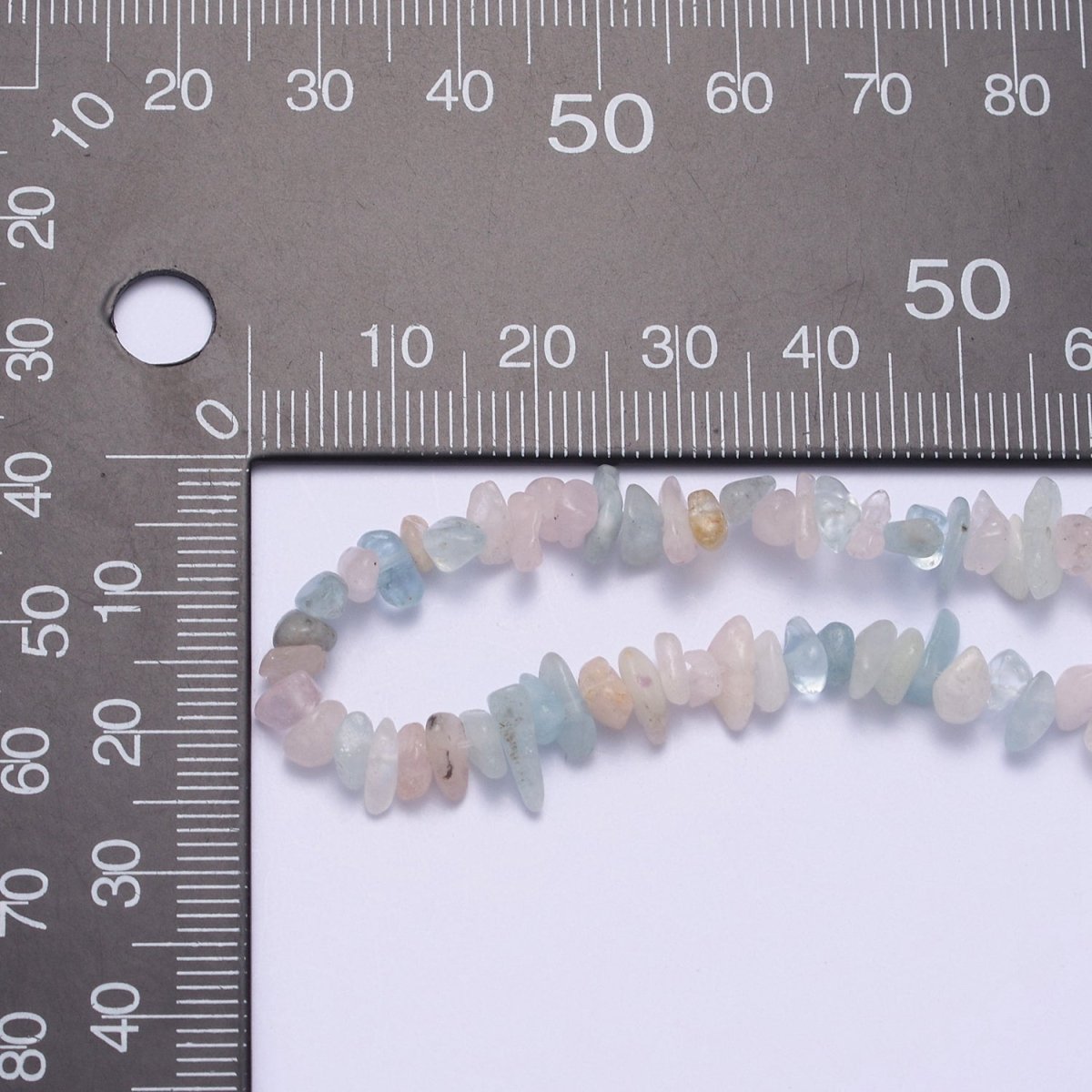 Morganite Chip Beaded Necklace 18 inch + 2 inch extender Necklace Healing Crystal Yoga Necklace Ready to Wear | WA-647 Clearance Pricing - DLUXCA