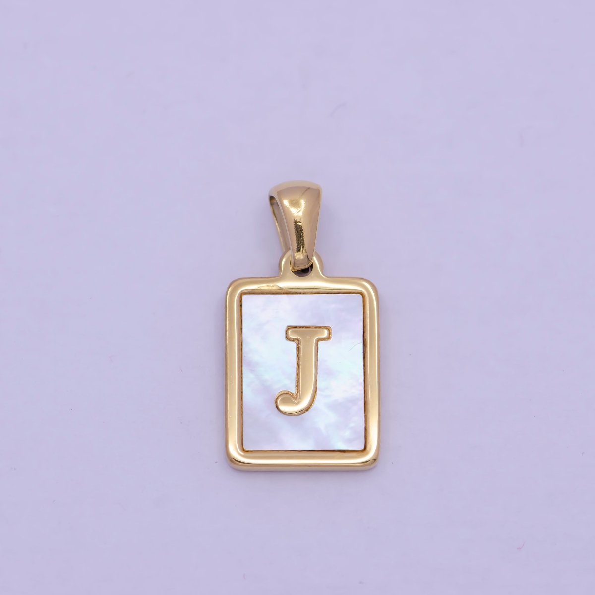 Mother of Pearl Letter Charm Gold Tag Alphabet Charm, Shell Letter Pendant Personalized Letters Initial Charm Stainless Steel W-313 to W-338 - DLUXCA