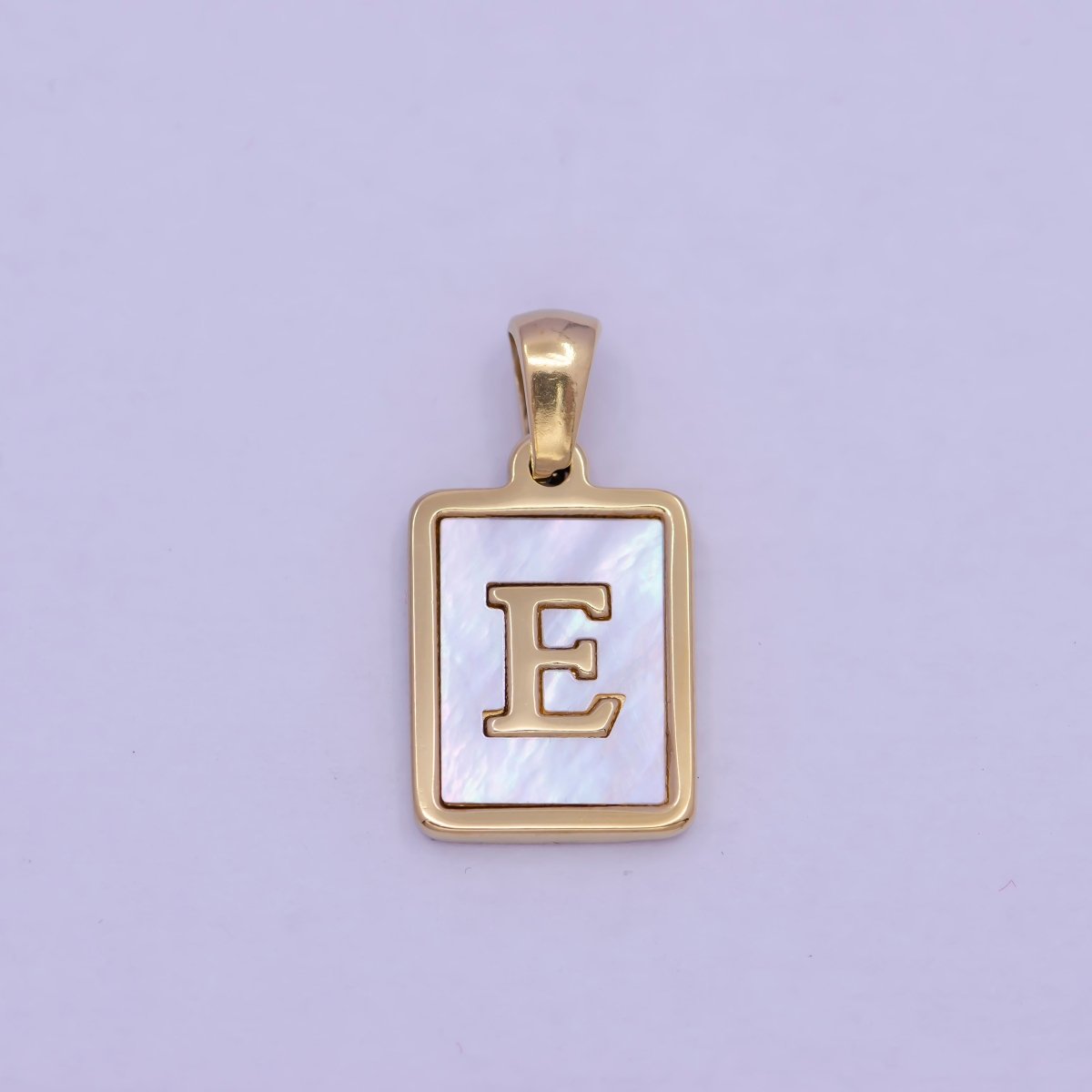 Mother of Pearl Letter Charm Gold Tag Alphabet Charm, Shell Letter Pendant Personalized Letters Initial Charm Stainless Steel W-313 to W-338 - DLUXCA