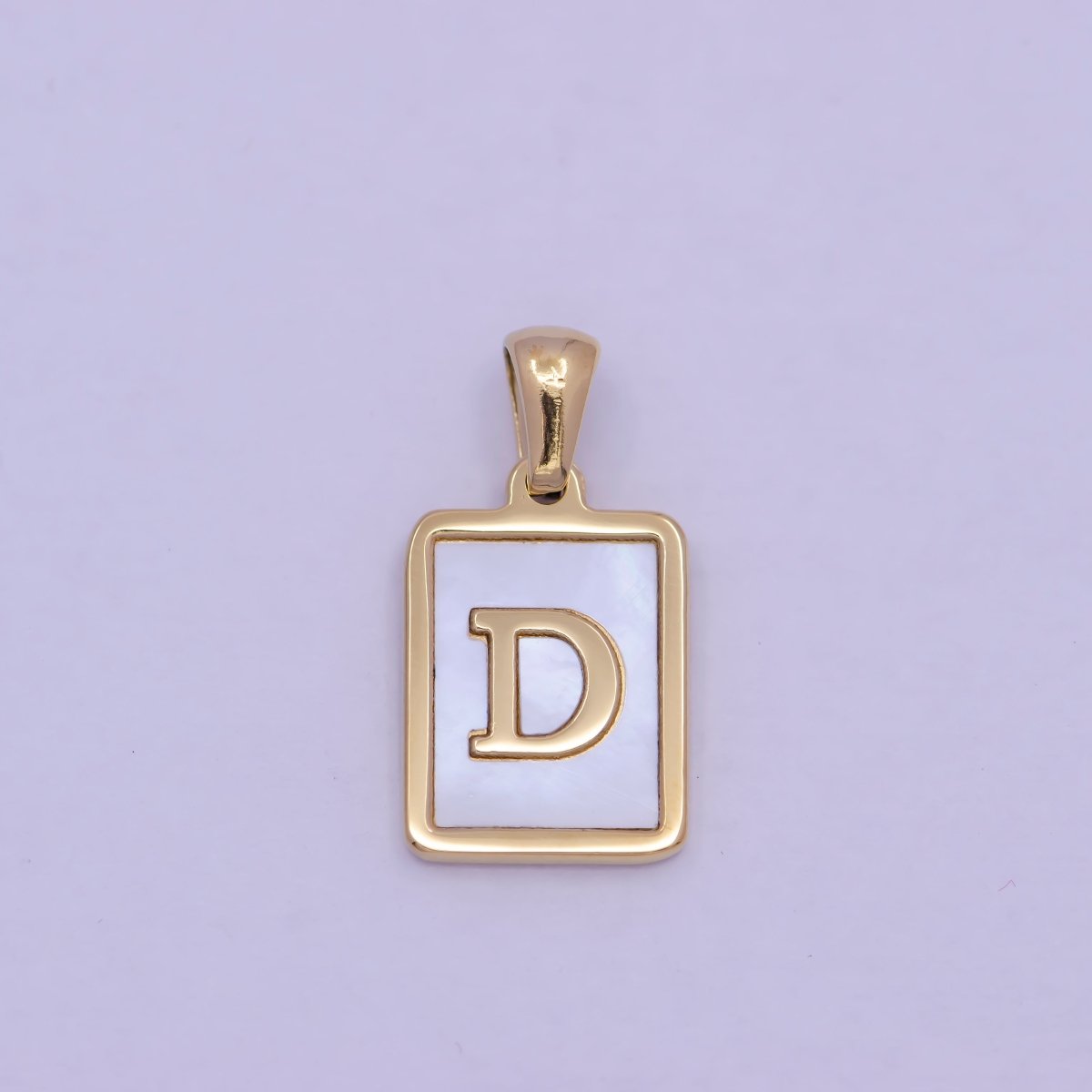 Mother of Pearl Letter Charm Gold Tag Alphabet Charm, Shell Letter Pendant Personalized Letters Initial Charm Stainless Steel W-313 to W-338 - DLUXCA
