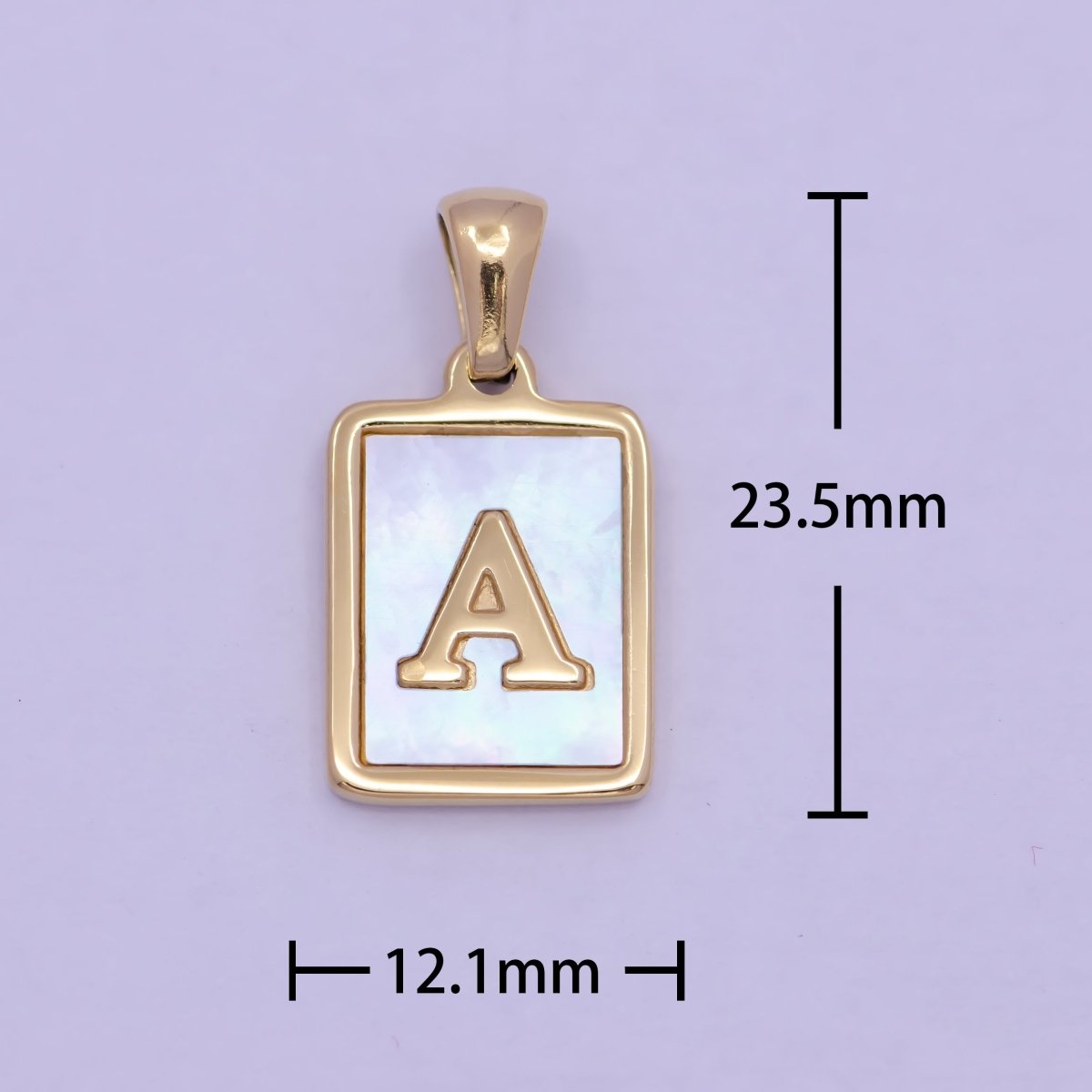Mother of Pearl Letter Charm Gold Tag Alphabet Charm, Shell Letter Pendant Personalized Letters Initial Charm Stainless Steel W-313 to W-338 - DLUXCA