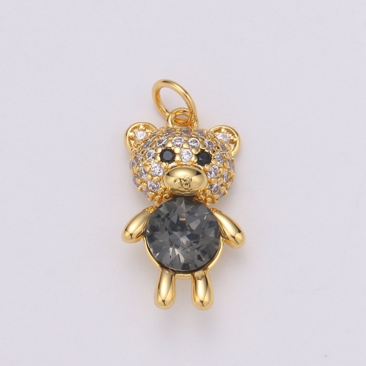 Multi Color 24K Gold Plated Micro Pave CZ Bear Pendant Charm, Micro Pave CZ Bear Pendant Charm, Gold Plated Animal Pendant,Dainty Charm C-825~C-828 - DLUXCA