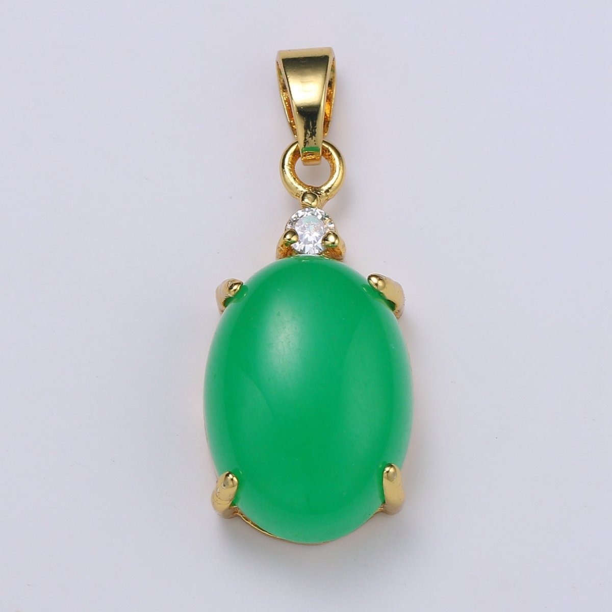 Multi Color Cat's Eye: Pink, Plum, Red Ruby, Amber, Peridot 24k Gold Solitaire CZ Pendant, Large Cat's Eye Stone I-679 ~ I-693 - DLUXCA