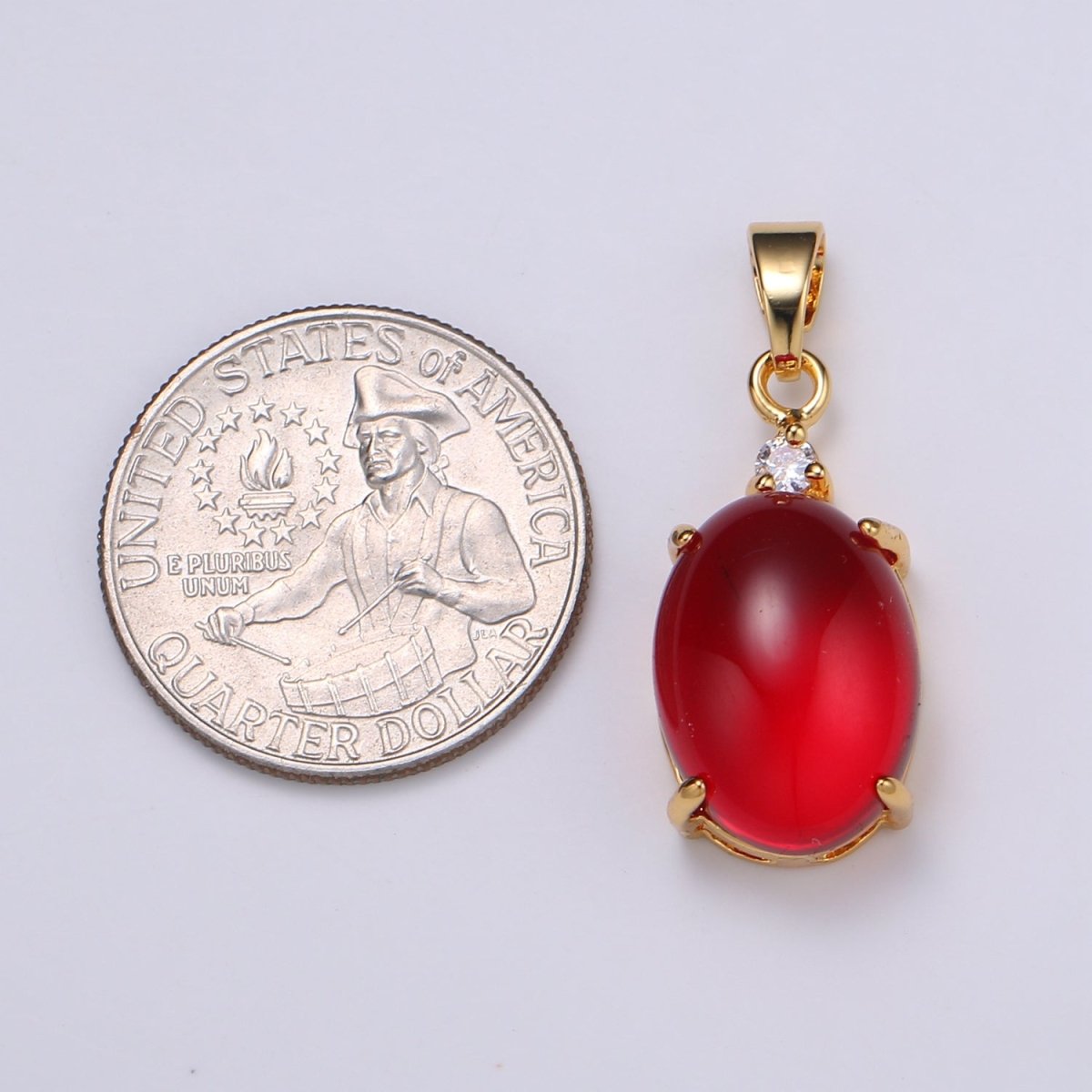 Multi Color Cat's Eye: Pink, Plum, Red Ruby, Amber, Peridot 24k Gold Solitaire CZ Pendant, Large Cat's Eye Stone I-679 ~ I-693 - DLUXCA