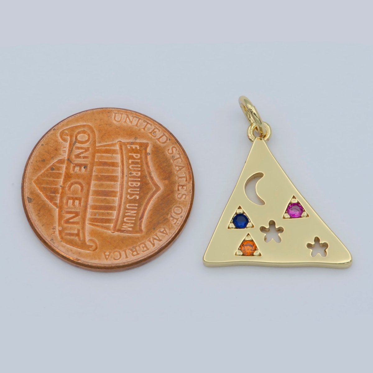 Multi Color Cz Charm Dainty Triangle Charm Jewelry Gold Crescent Moon Galaxy Space star Charm Jewelry Making Supply M-357 - DLUXCA
