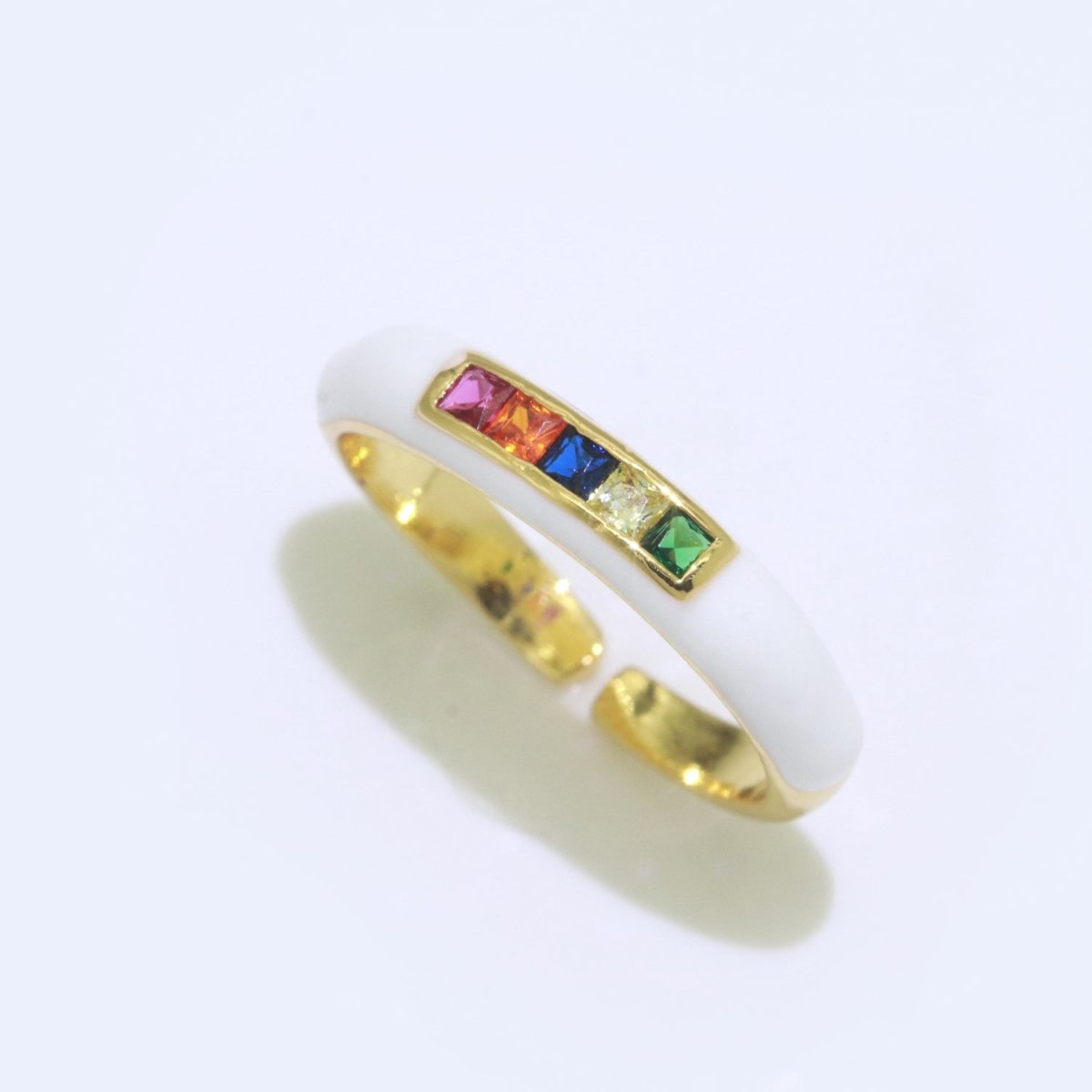 Multi Color Cz Ring Colorful Enamel Ring Open Adjustable in 14K Gold Filled S-110~S-119 - DLUXCA
