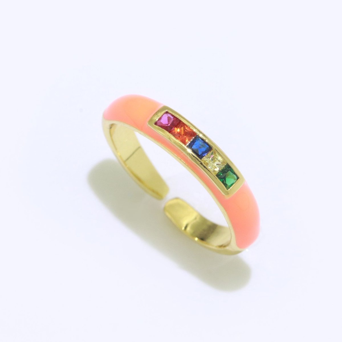 Multi Color Cz Ring Colorful Enamel Ring Open Adjustable in 14K Gold Filled S-110~S-119 - DLUXCA