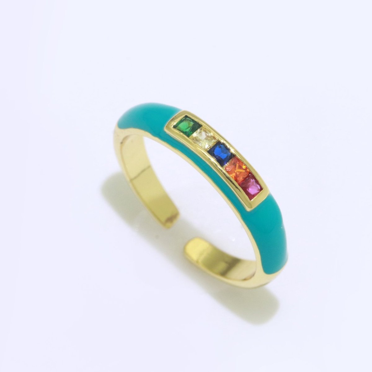 Multi Color Cz Ring Colorful Enamel Ring Open Adjustable in 14K Gold Filled S-110~S-119 - DLUXCA