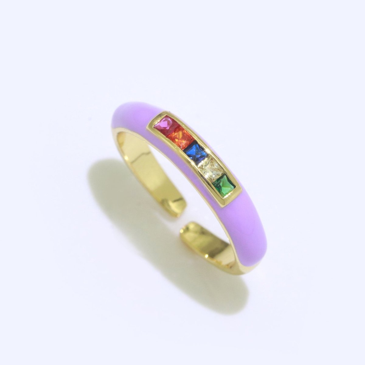Multi Color Cz Ring Colorful Enamel Ring Open Adjustable in 14K Gold Filled S-110~S-119 - DLUXCA