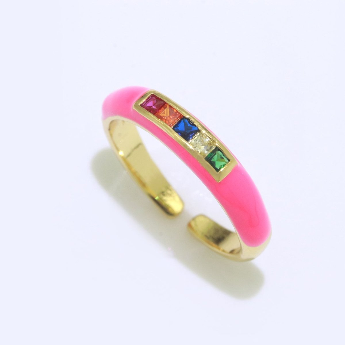 Multi Color Cz Ring Colorful Enamel Ring Open Adjustable in 14K Gold Filled S-110~S-119 - DLUXCA