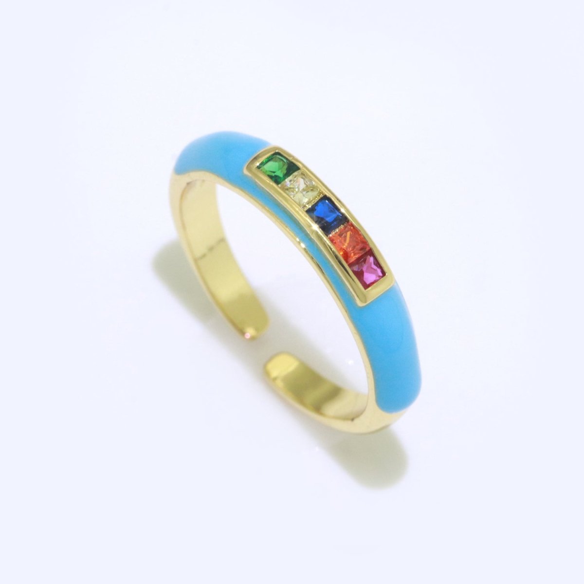 Multi Color Cz Ring Colorful Enamel Ring Open Adjustable in 14K Gold Filled S-110~S-119 - DLUXCA