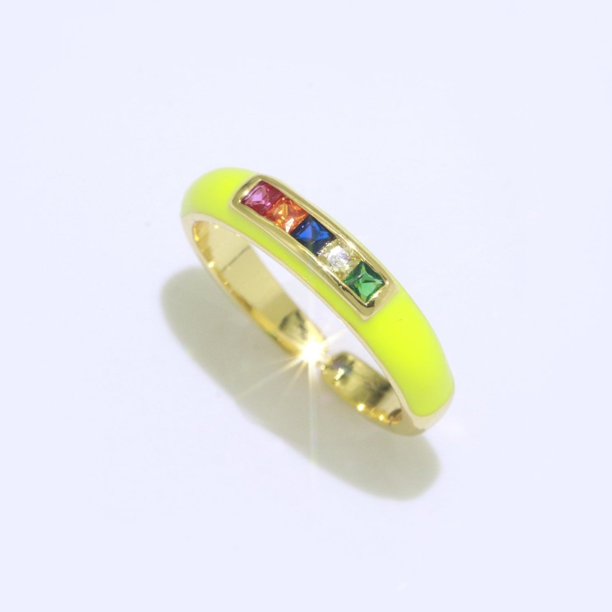Multi Color Cz Ring Colorful Enamel Ring Open Adjustable in 14K Gold Filled S-110~S-119 - DLUXCA
