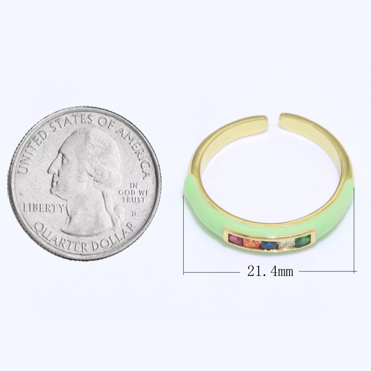 Multi Color Cz Ring Colorful Enamel Ring Open Adjustable in 14K Gold Filled S-110~S-119 - DLUXCA