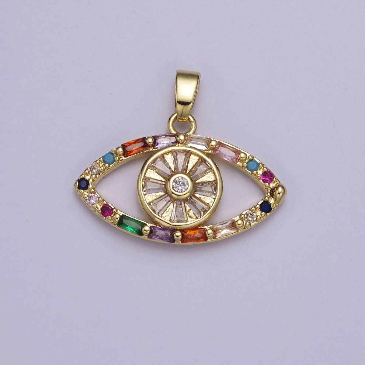 Multi Color Evil Eye Pendant Cubic Eye Charm J-523 - DLUXCA