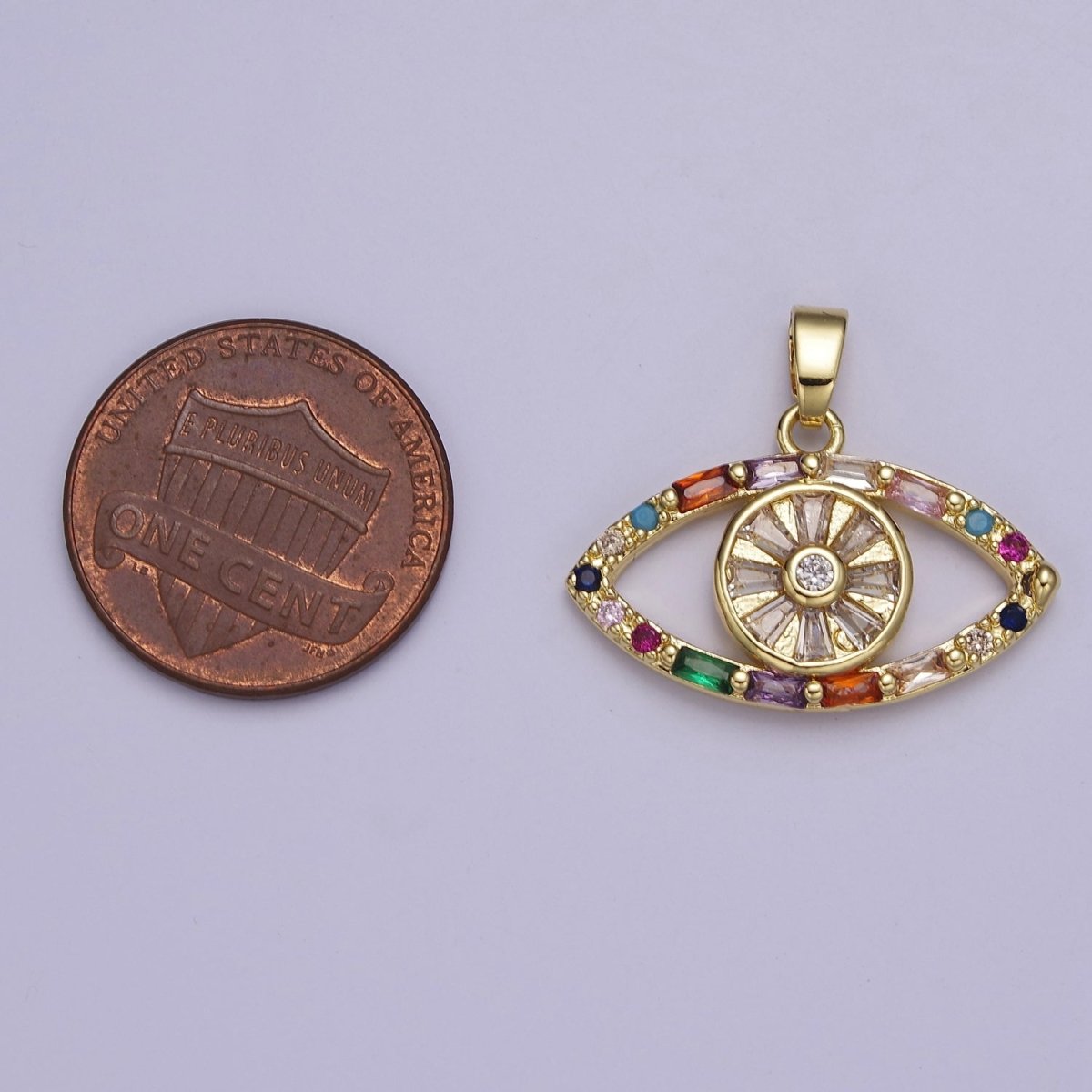 Multi Color Evil Eye Pendant Cubic Eye Charm J-523 - DLUXCA