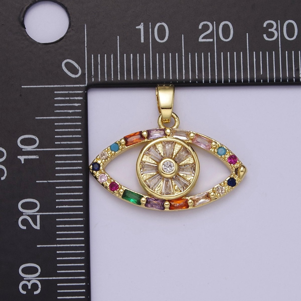 Multi Color Evil Eye Pendant Cubic Eye Charm J-523 - DLUXCA