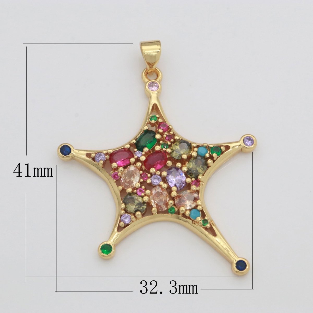 Multi Color Gold Star Charm Micro Pave Celstial Charm, Rainbow Cubic Charms, CZ Gold Twinkle little star Charm,Minimalist Jewelry Supply N-1352 - DLUXCA