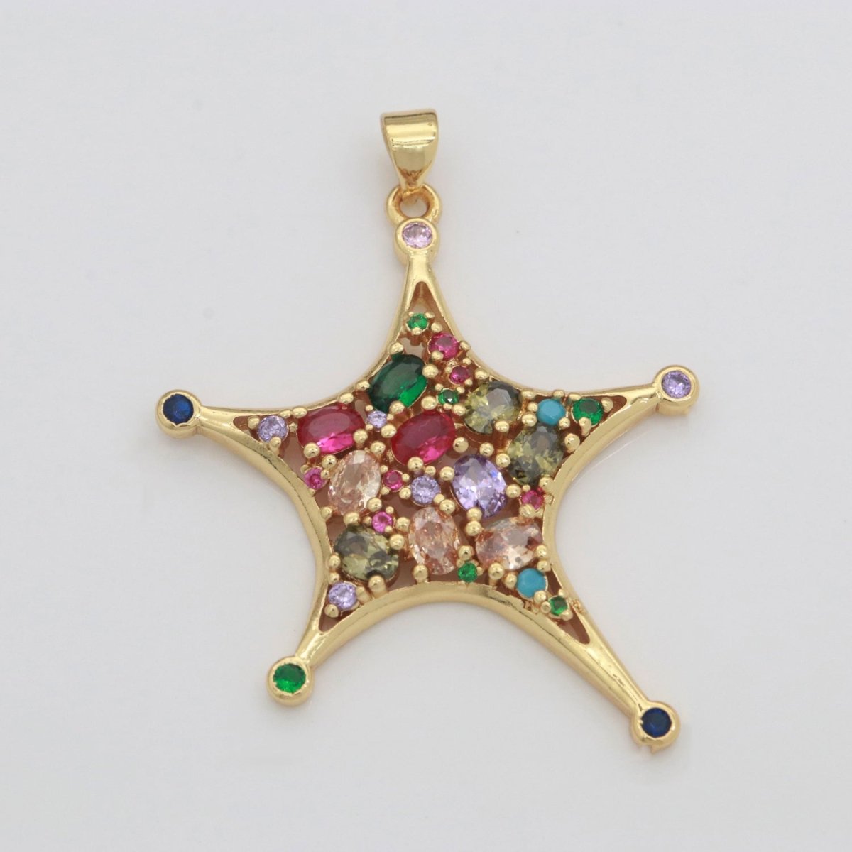 Multi Color Gold Star Charm Micro Pave Celstial Charm, Rainbow Cubic Charms, CZ Gold Twinkle little star Charm,Minimalist Jewelry Supply N-1352 - DLUXCA
