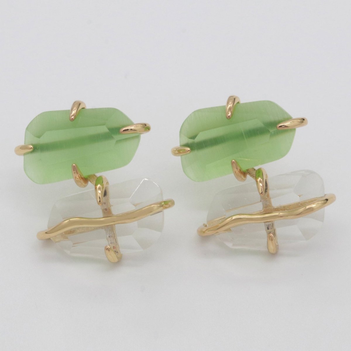 Multicolor Abstract Crystal Zirconia 14K Gold Stud Earrings | T-159 T-196 T-197 - DLUXCA