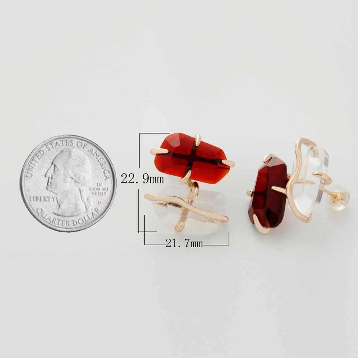 Multicolor Abstract Crystal Zirconia 14K Gold Stud Earrings | T-159 T-196 T-197 - DLUXCA