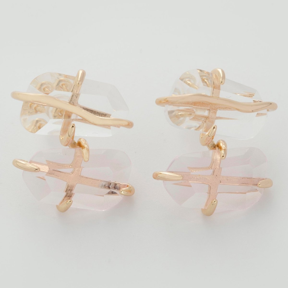 Multicolor Abstract Crystal Zirconia 14K Gold Stud Earrings | T-159 T-196 T-197 - DLUXCA