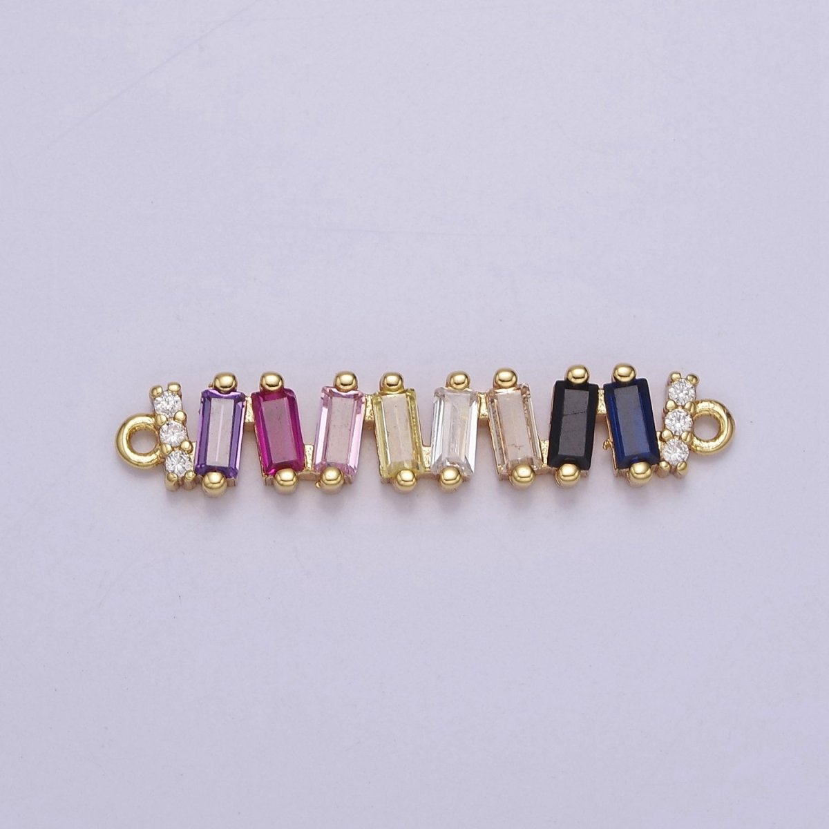 Multicolor Baguette Cubic Zirconia CZ Connector For Jewelry Necklace Bracelet Making, F-174 - DLUXCA