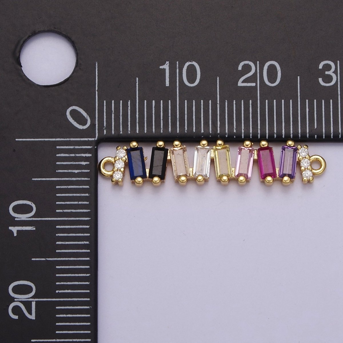 Multicolor Baguette Cubic Zirconia CZ Connector For Jewelry Necklace Bracelet Making, F-174 - DLUXCA