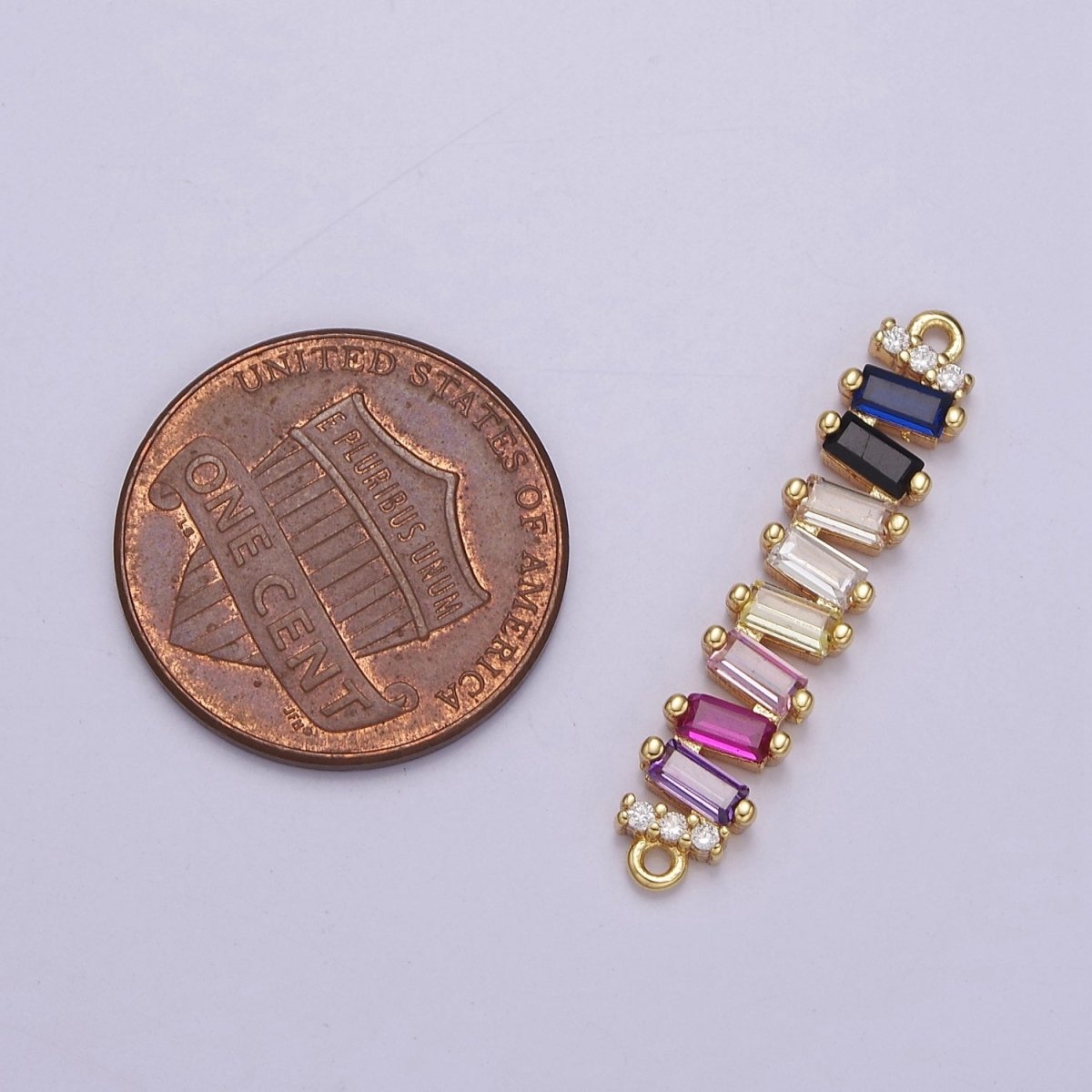 Multicolor Baguette Cubic Zirconia CZ Connector For Jewelry Necklace Bracelet Making, F-174 - DLUXCA