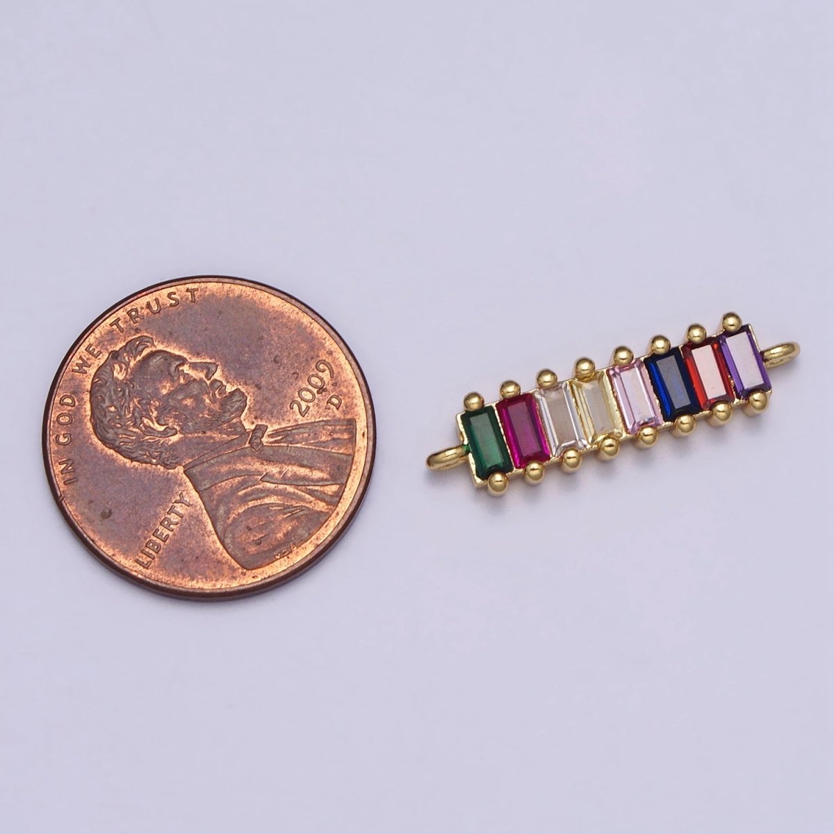 Multicolor Baguette CZ Minimalist Bar Connector | AA805 - DLUXCA