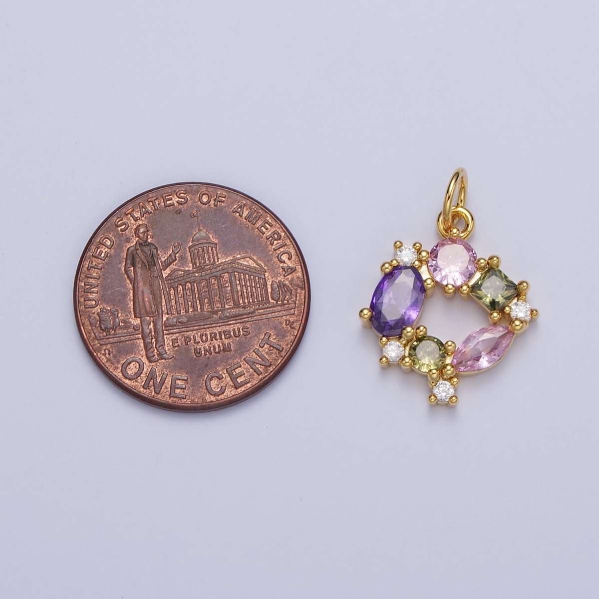 Multicolor Geometric Cubic Zirconia Round Circle Mini Charm For Jewelry Making | C-863 - DLUXCA