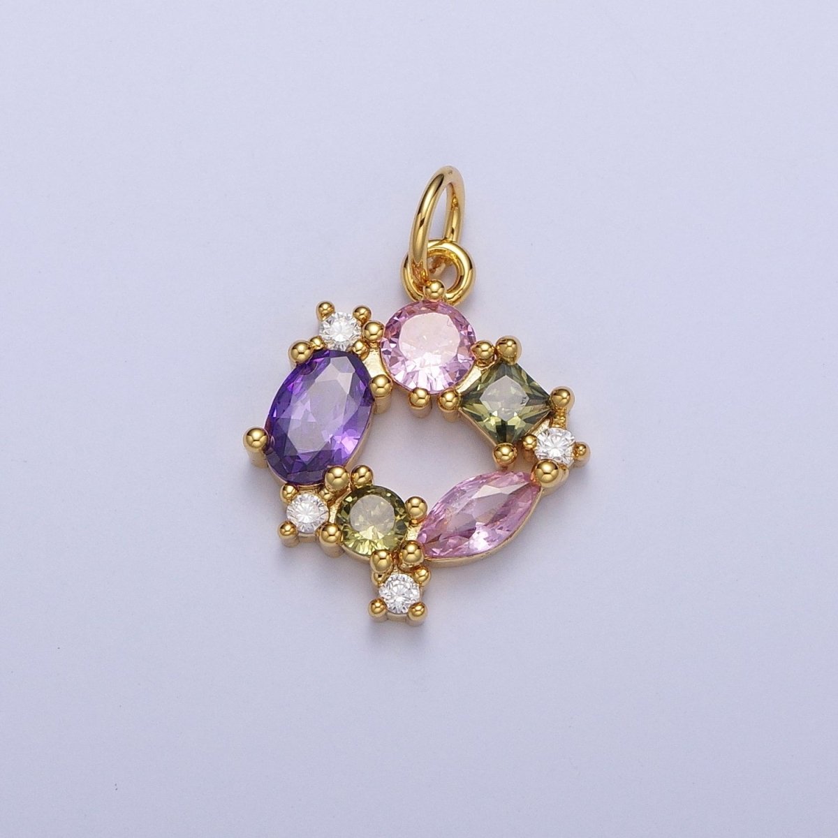 Multicolor Geometric Cubic Zirconia Round Circle Mini Charm For Jewelry Making | C-863 - DLUXCA