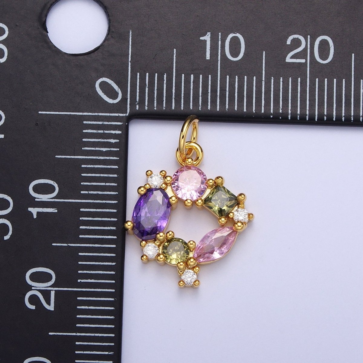 Multicolor Geometric Cubic Zirconia Round Circle Mini Charm For Jewelry Making | C-863 - DLUXCA