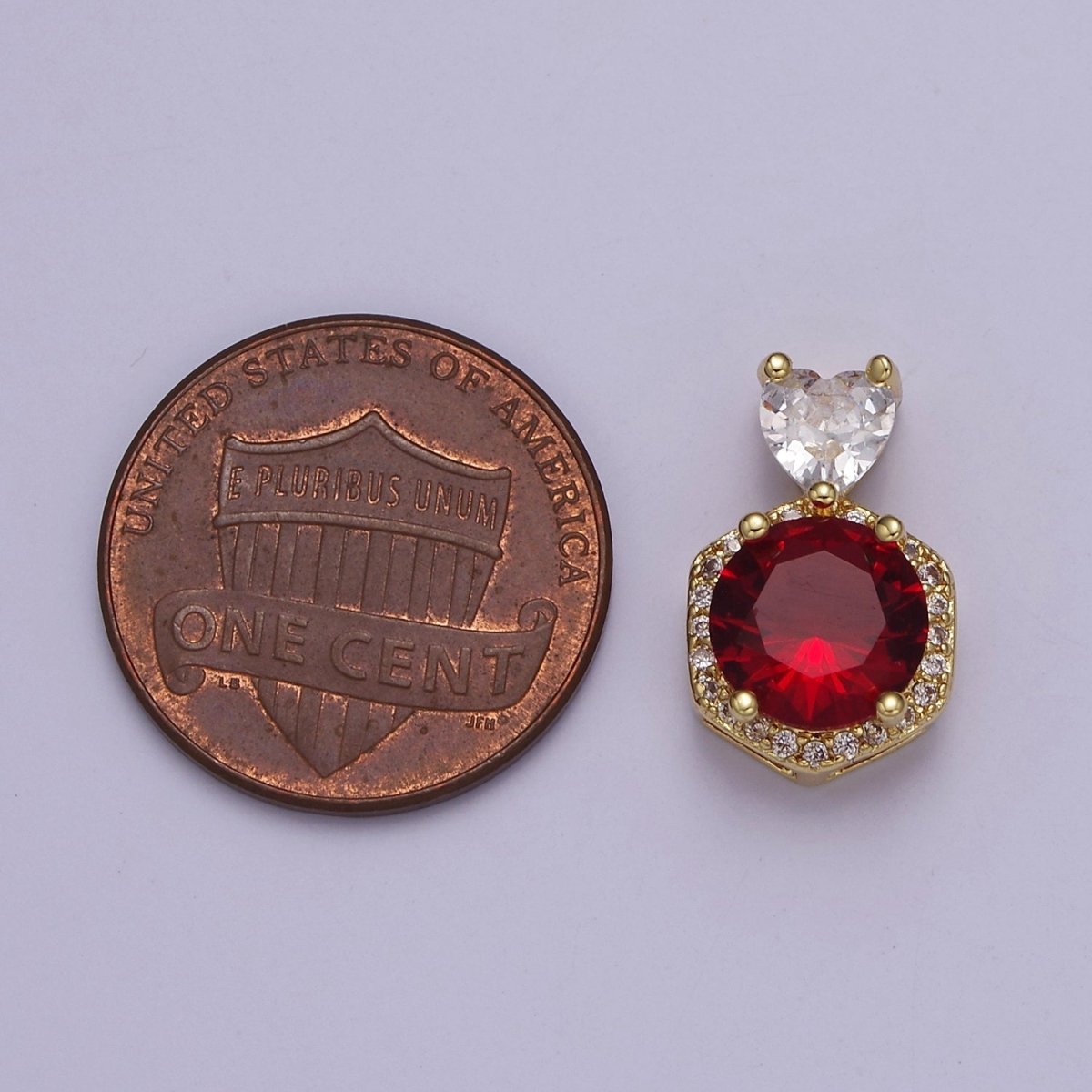 Multicolor Round Cubic Zirconia CZ Stone Pendant Charm with CZ Heart Bail For Jewelry Necklace Making J-567 J-568 J-569 J-575 - DLUXCA