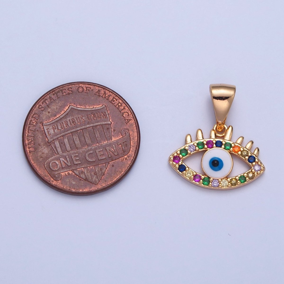 Multicolor Round CZ Evil Eye Pendant, Eye of Ra Protection Charm For Jewelry Making H-069 - DLUXCA