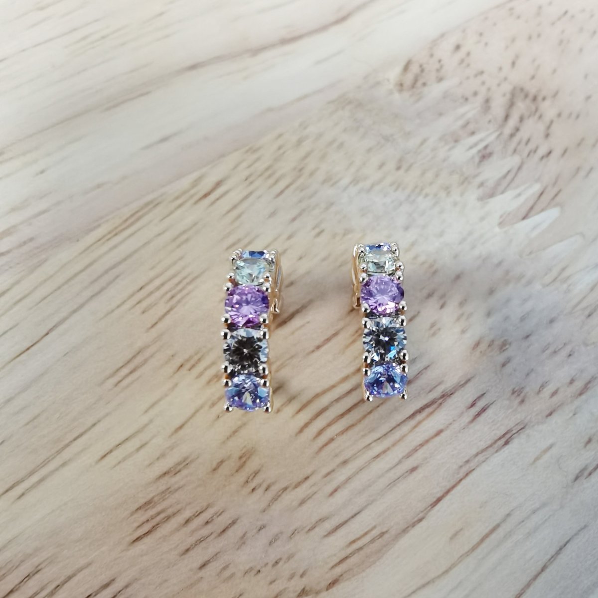 Multicolor Semi-Clear Rhinestones on 24K Gold-Filled Ear Cuff, No Piercing AI-108 - DLUXCA