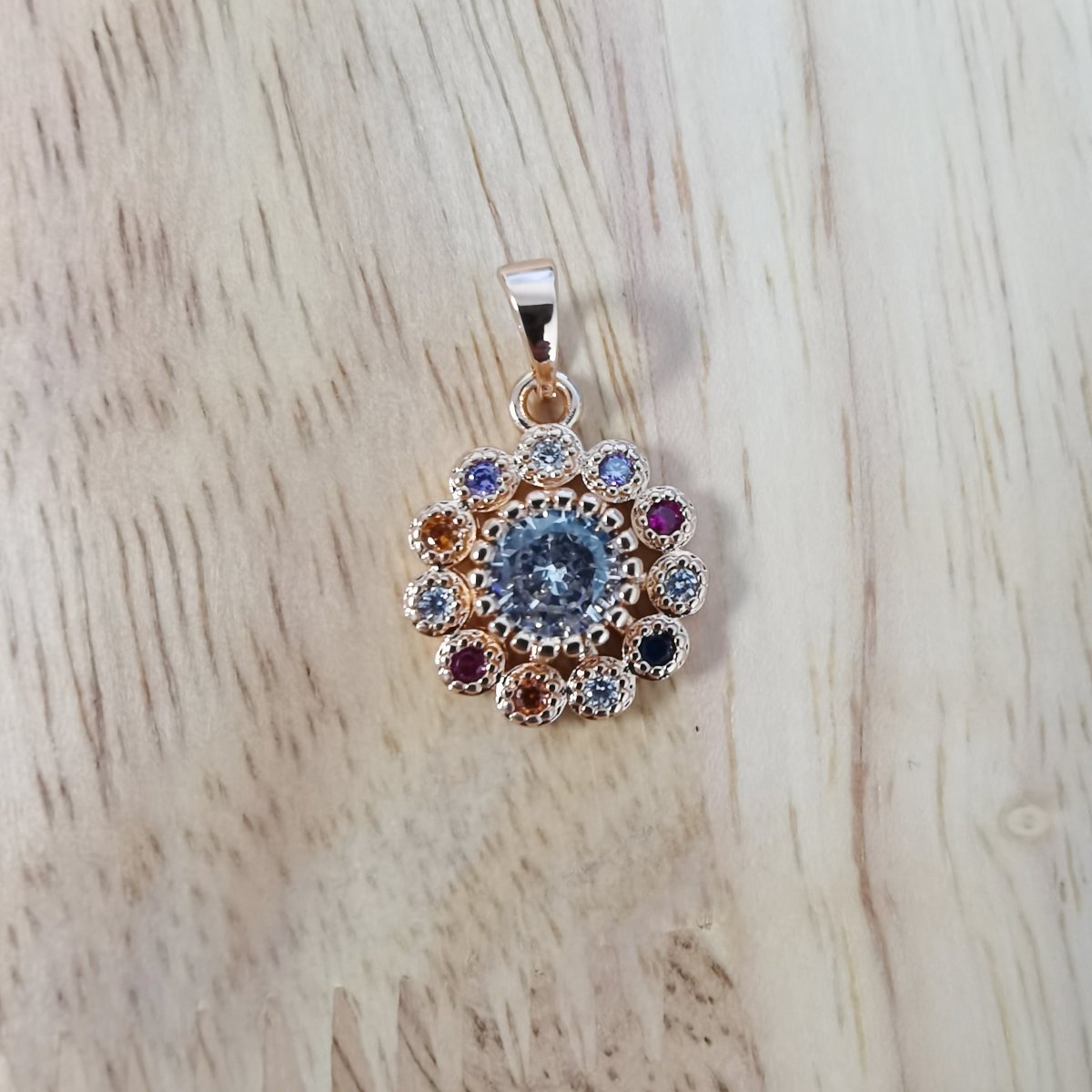 Multicolored Rhinestone 24K Gold-Filled Charm I-833 - DLUXCA