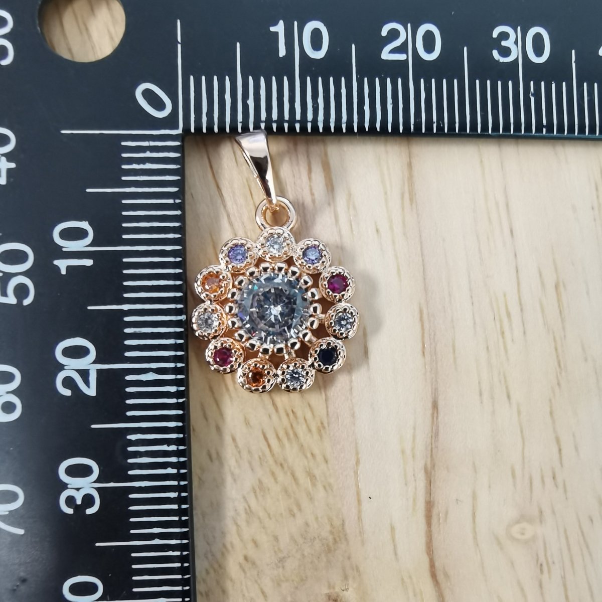 Multicolored Rhinestone 24K Gold-Filled Charm I-833 - DLUXCA