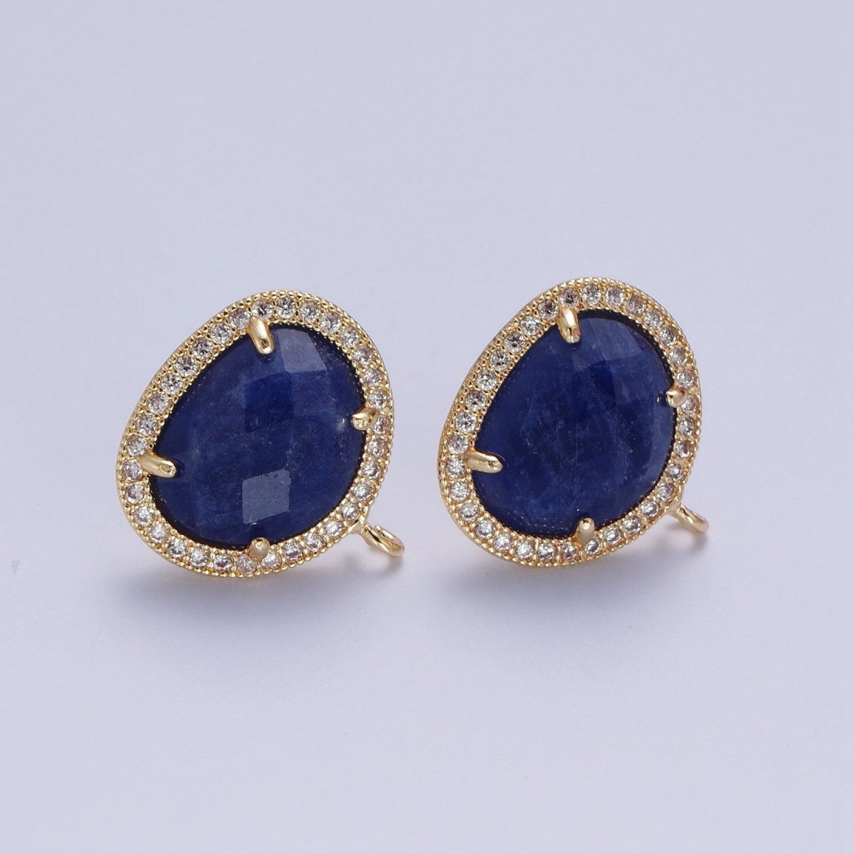 Multifaceted Geometric CZ Micro Paved Natural Stone Open Loop Stud Earrings Supply | K-035 K-051 K-055 K-060 K-061 K-062 K-064 K-066 K-075 K-078-K-081 - DLUXCA