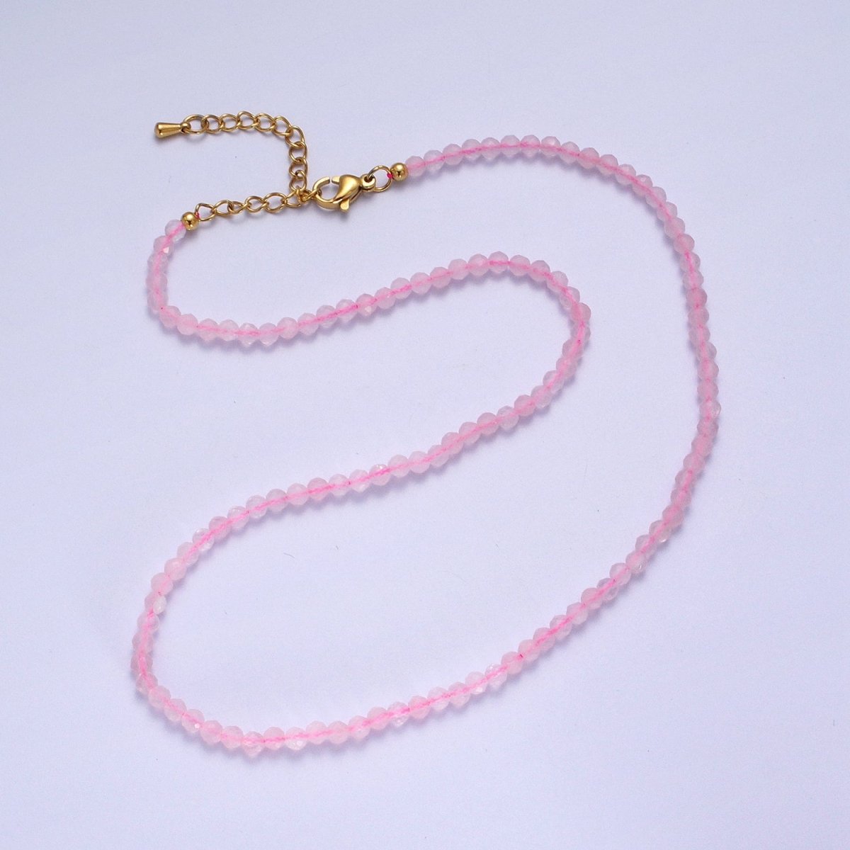 Multifaceted Matte 2.8mm Gemstone Bead 16 Inch Choker Necklace | WA-1469 - WA-1478 Clearance Pricing - DLUXCA