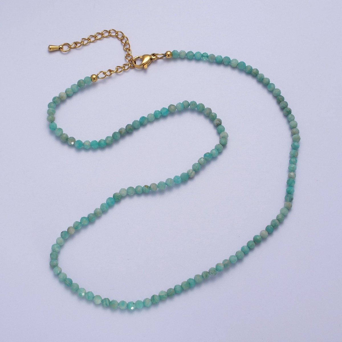 Multifaceted Matte 2.8mm Gemstone Bead 16 Inch Choker Necklace | WA-1469 - WA-1478 Clearance Pricing - DLUXCA