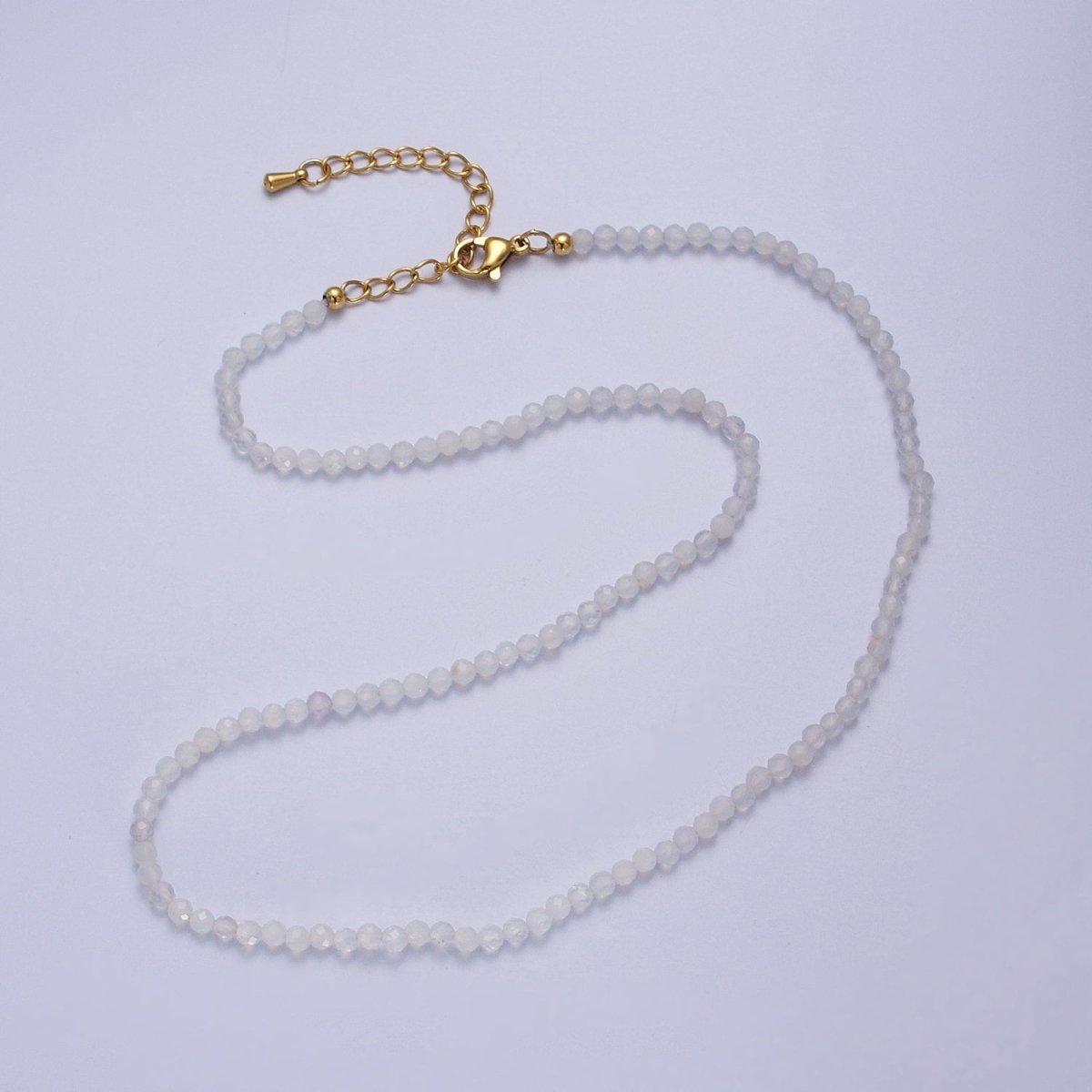 Multifaceted Matte 2.8mm Gemstone Bead 16 Inch Choker Necklace | WA-1469 - WA-1478 Clearance Pricing - DLUXCA